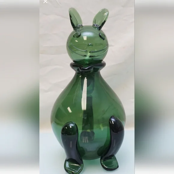 ISO Empoli Green Glass Rabbit Decanter Head NOT SELLING - Picture 2 of 3